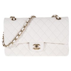 Chanel White Caviar Medium Double Classic Flap Bag