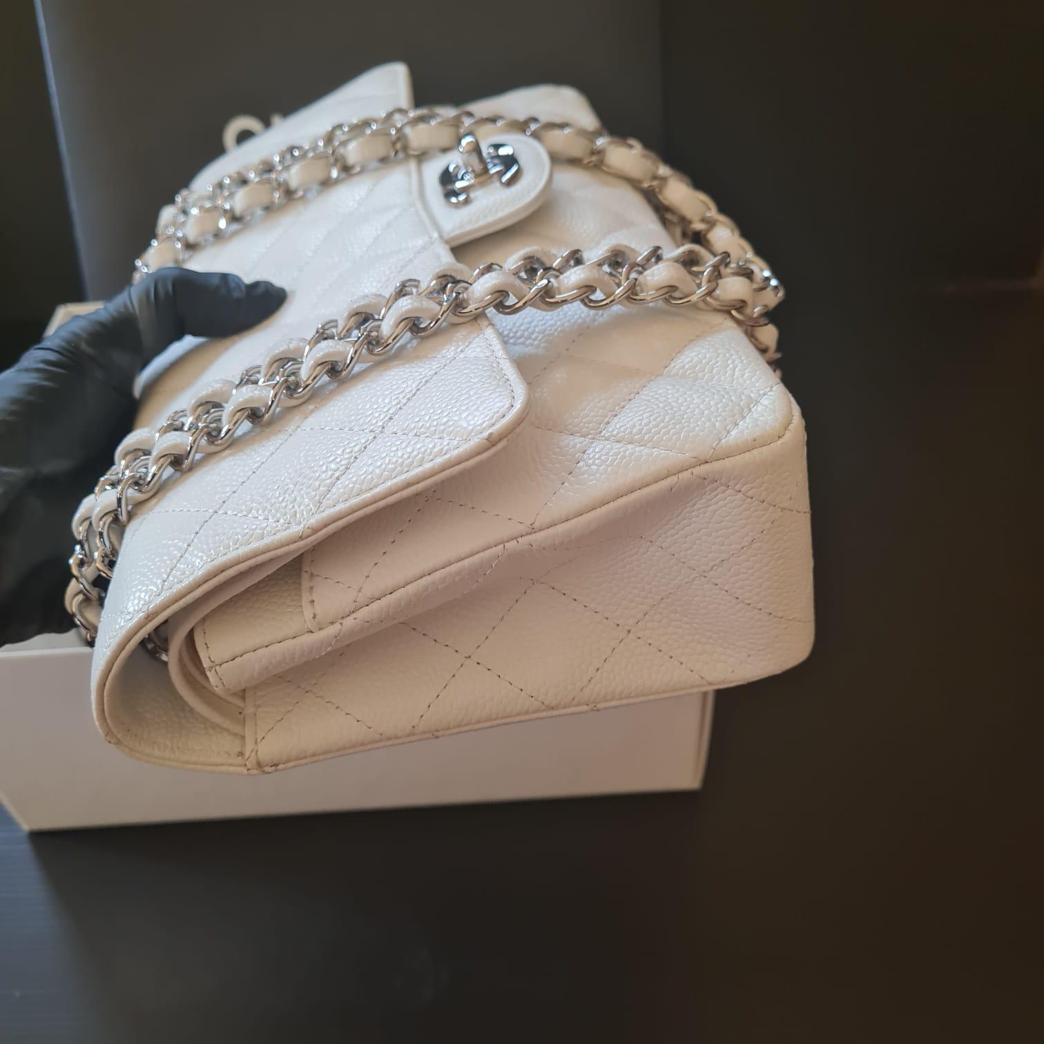 chanel white caviar bag