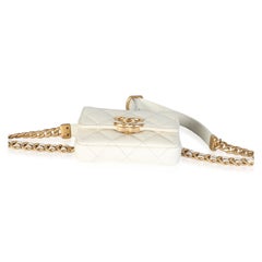 Chanel White Caviar Quilted Melody Chain Belt Bag