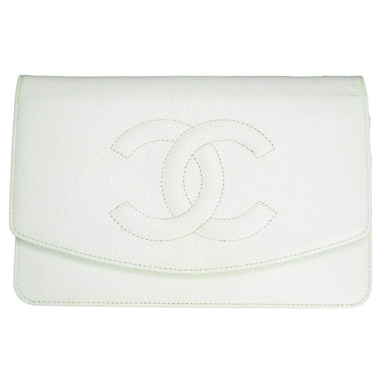 Chanel White Caviar Timeless CC Wallet on Chain WOC Crossbody Bag at 1stDibs
