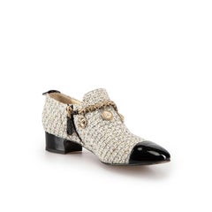 Chanel White CC Charms Cap Toe Loafers Size IT 38