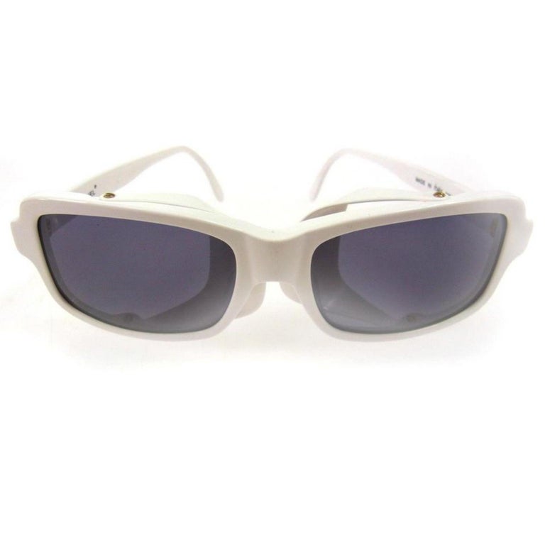 Chanel White Cc Logo 866837 Sunglasses at 1stDibs | chanel white sunglasses