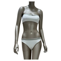Chanel White CC Logo Two-Piece Bikini - Size 38