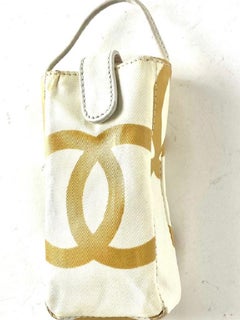Chanel White Cc Mini Phone Case Tote Holder Pouch 23c613
