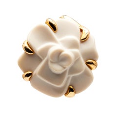Chanel White Ceramic 18k Yellow Gold Camilla Pendant