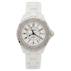 Chanel White Ceramic Stainless Steel J12 Women's Wristwatch 38 mm