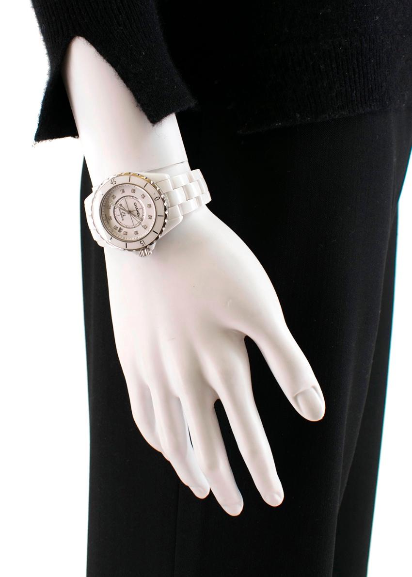 Chanel White Ceramic, Steel and Diamond J12 Watch 5