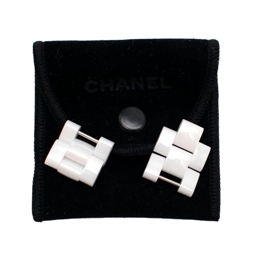 Chanel White Ceramic, Steel and Diamond J12 Watch 3