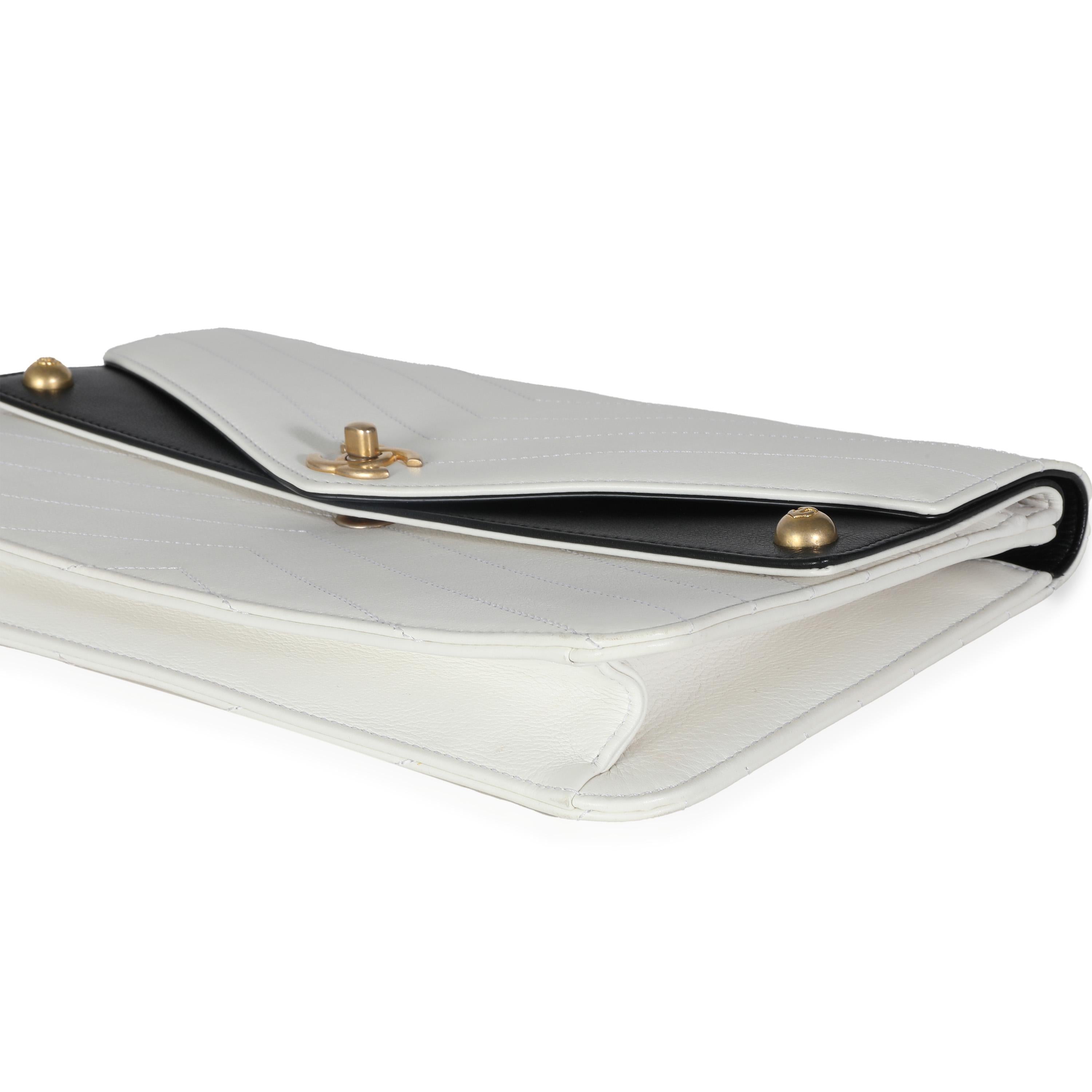 Chanel White Chevron Calfskin Casual Trip Flap Clutch 1