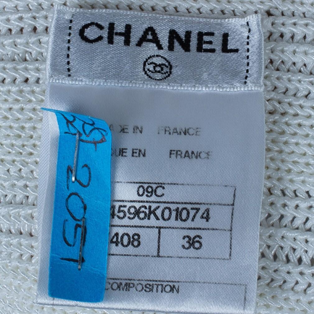 Chanel White Circular Knit Top S 4