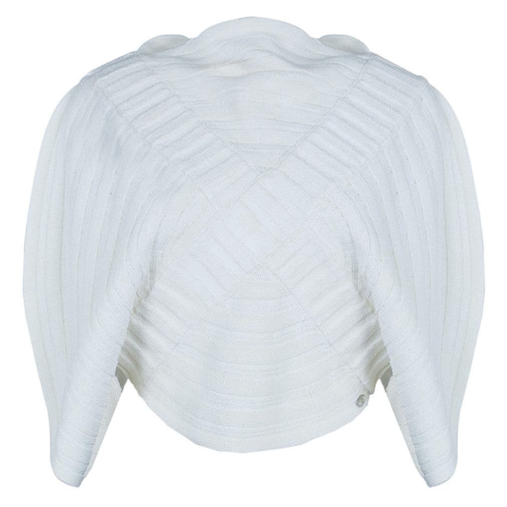 Chanel White Circular Knit Top S