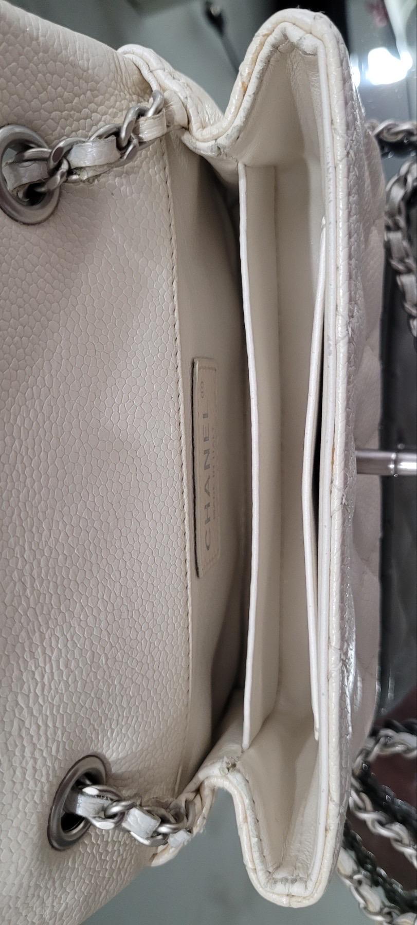 Chanel White Classic Single Flap Quilted Caviar Mini Bag 1