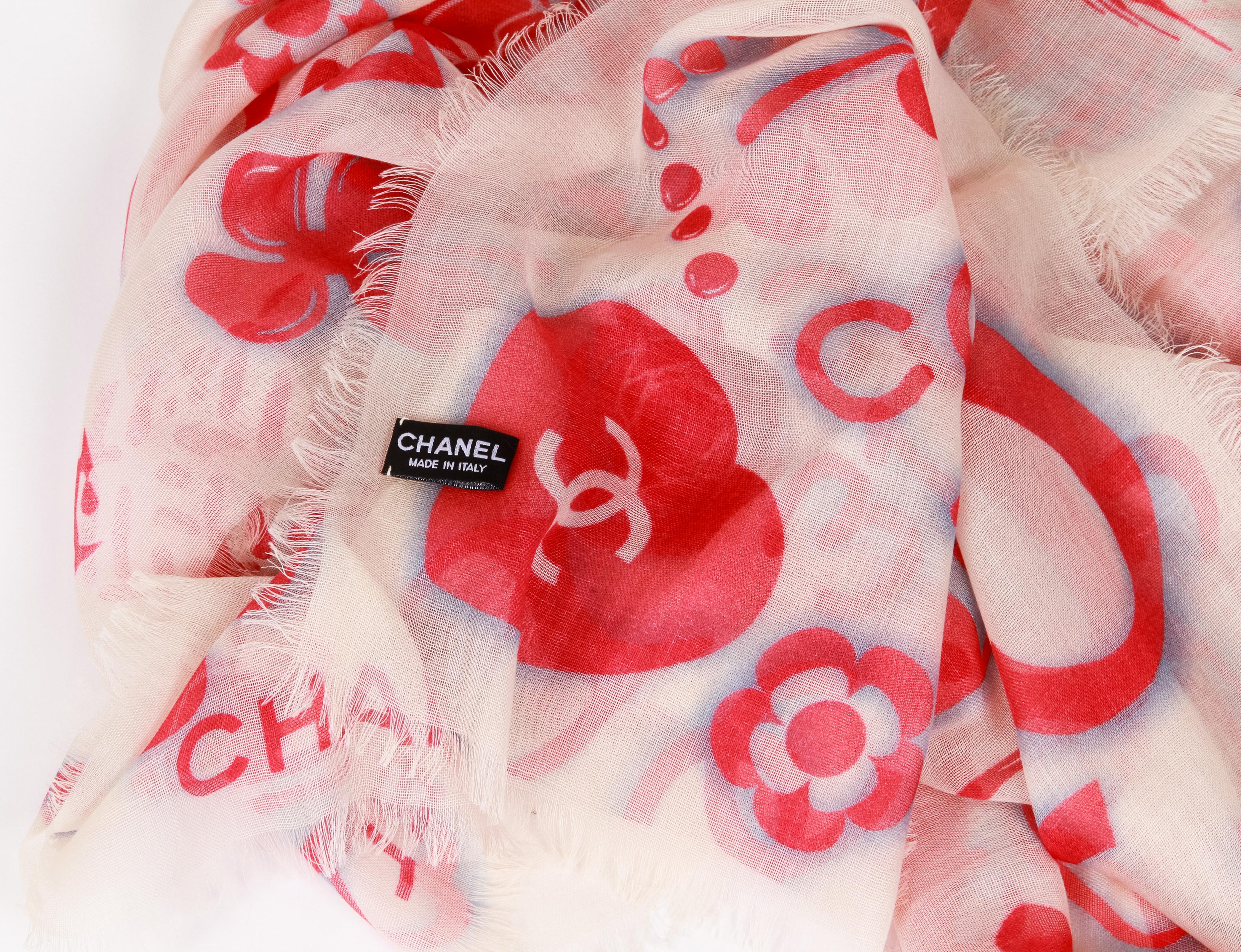 Women's Chanel White Coral Celest Symbols Shawl For Sale