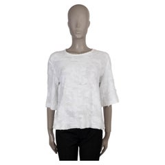 CHANEL white cotton 15C DUBAI FRAYED JERSEY T-Shirt Shirt 42 L