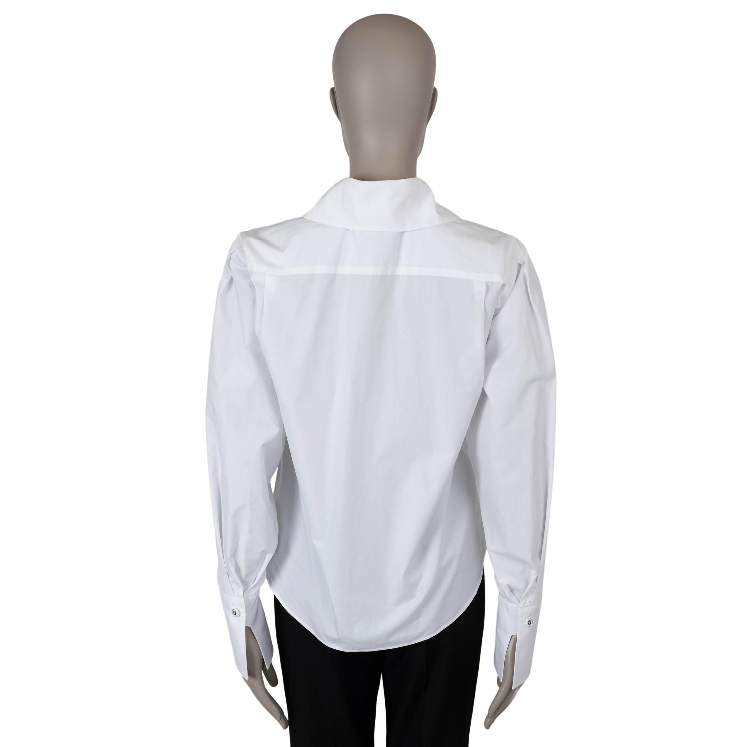Gray CHANEL white cotton 19C LA PAUSA POPLIN Button-Up Shirt 38 S For Sale