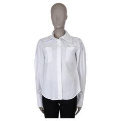 CHANEL white cotton 19C LA PAUSA POPLIN Button-Up Shirt 38 S