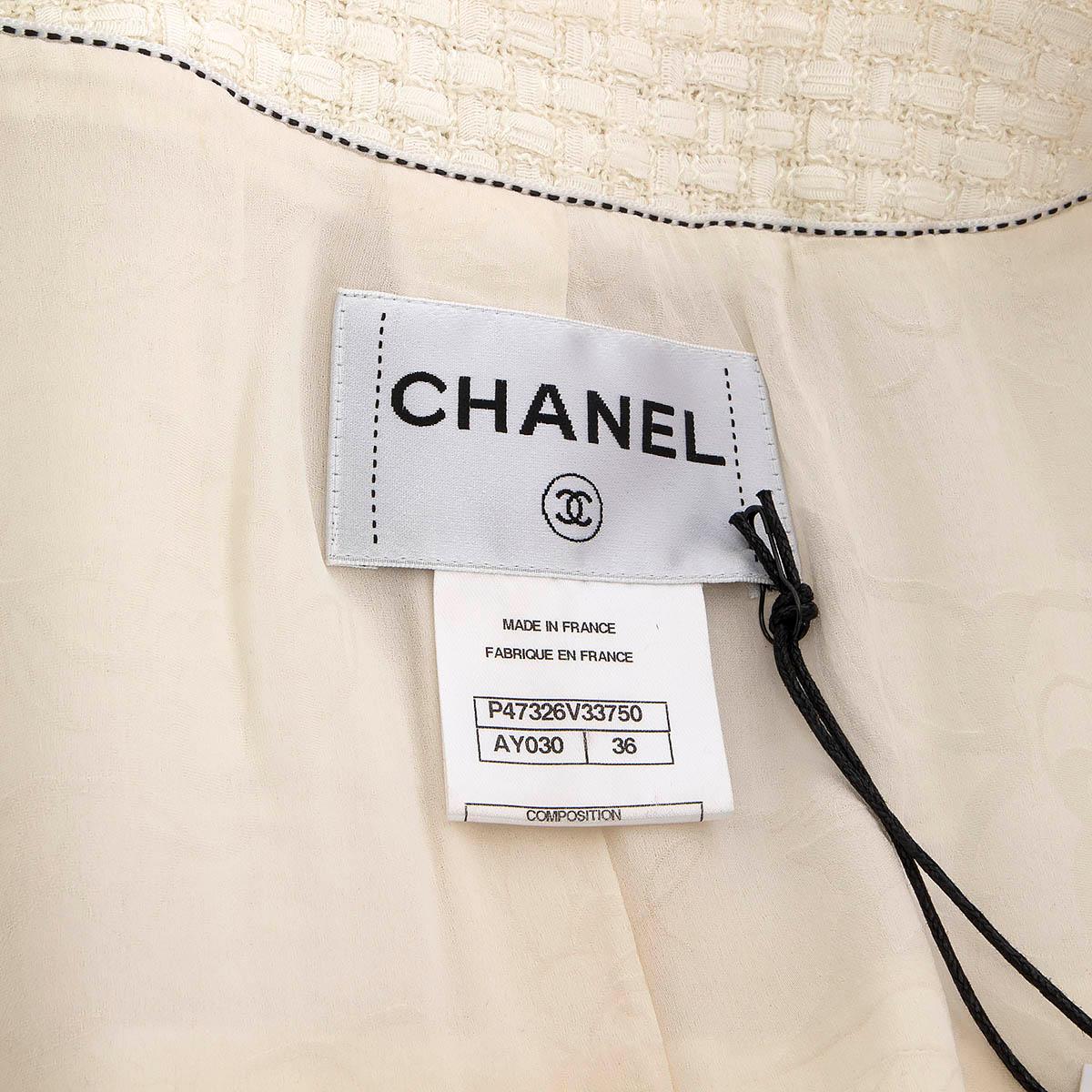 CHANEL white cotton 2014 14C SINGAPORE SHORT SLEEVE DOUBLE BREASTED Jacket 36 XS For Sale 2