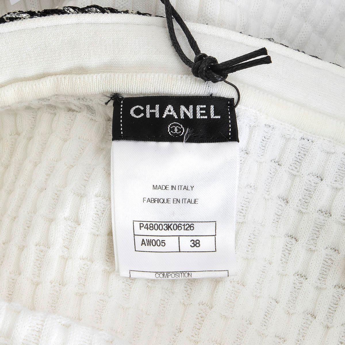 CHANEL white cotton 2014 CHAIN EMBELLISHED KNIT Dress 38 S 1