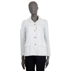 CHANEL white cotton 2015 RIBBED Blazer Jacket 36 XS