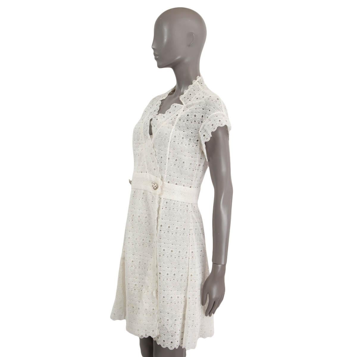 CHANEL White cotton 2016 16C SEOUL CROCHET WRAP Dress 38 S Pour femmes en vente