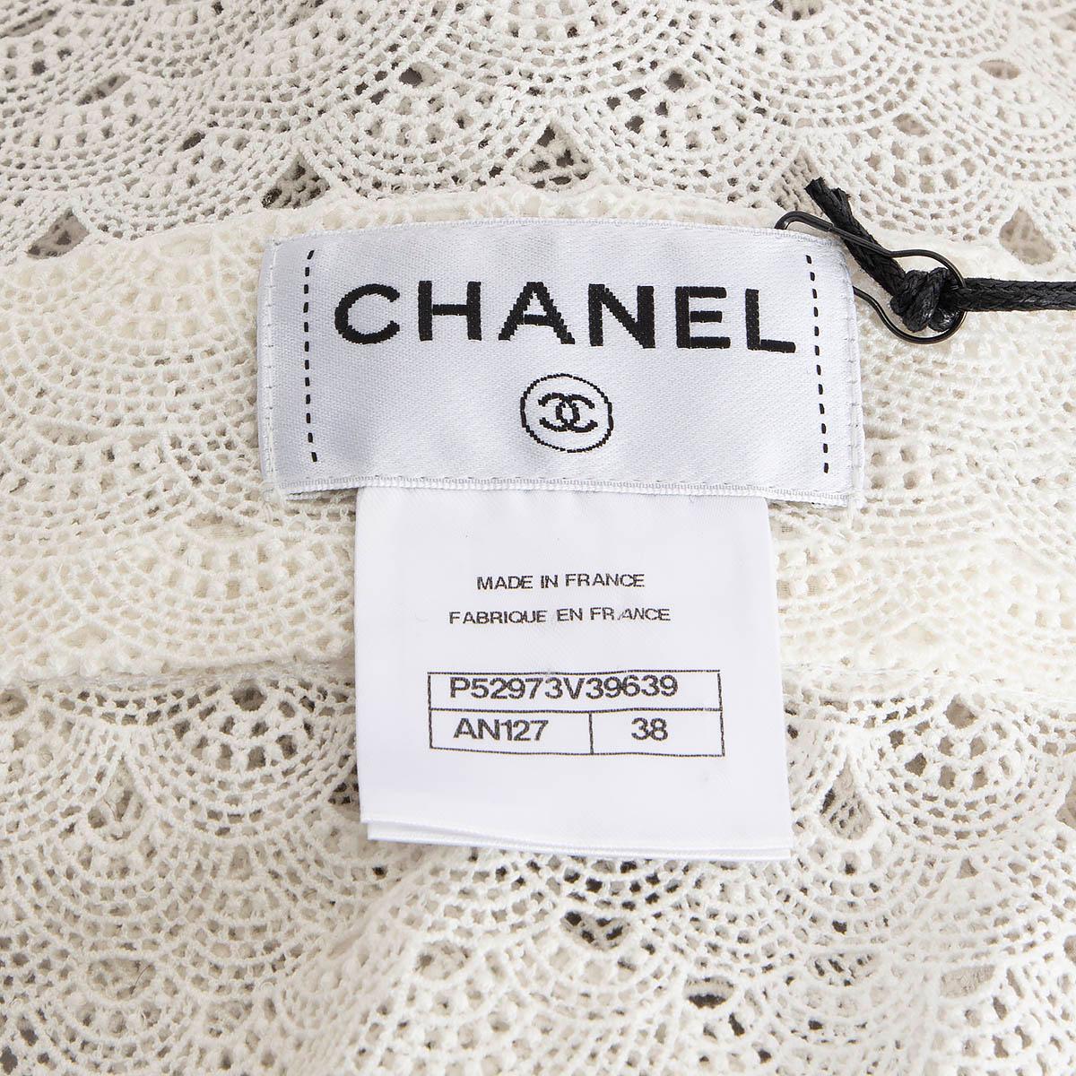 CHANEL White cotton 2016 16C SEOUL CROCHET WRAP Dress 38 S en vente 3