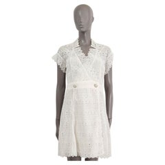 CHANEL white cotton 2016 16C SEOUL CROCHET WRAP Dress 38 S