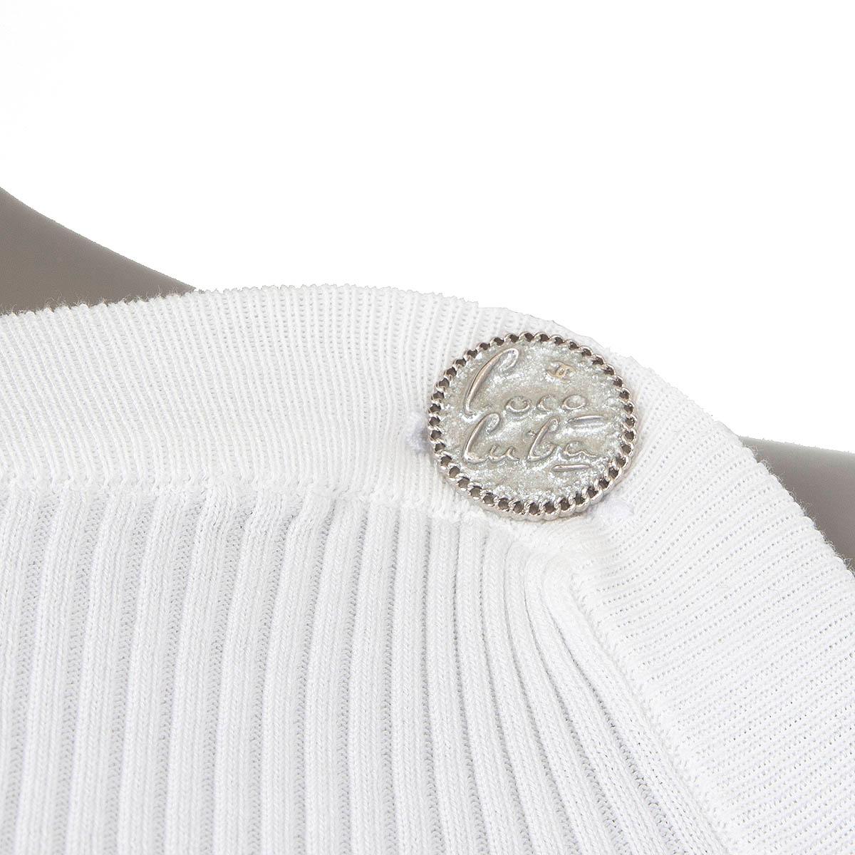 Women's CHANEL white cotton 2017 CUBA COLD SHOULDER RIB KNIT Shirt 38 S For Sale