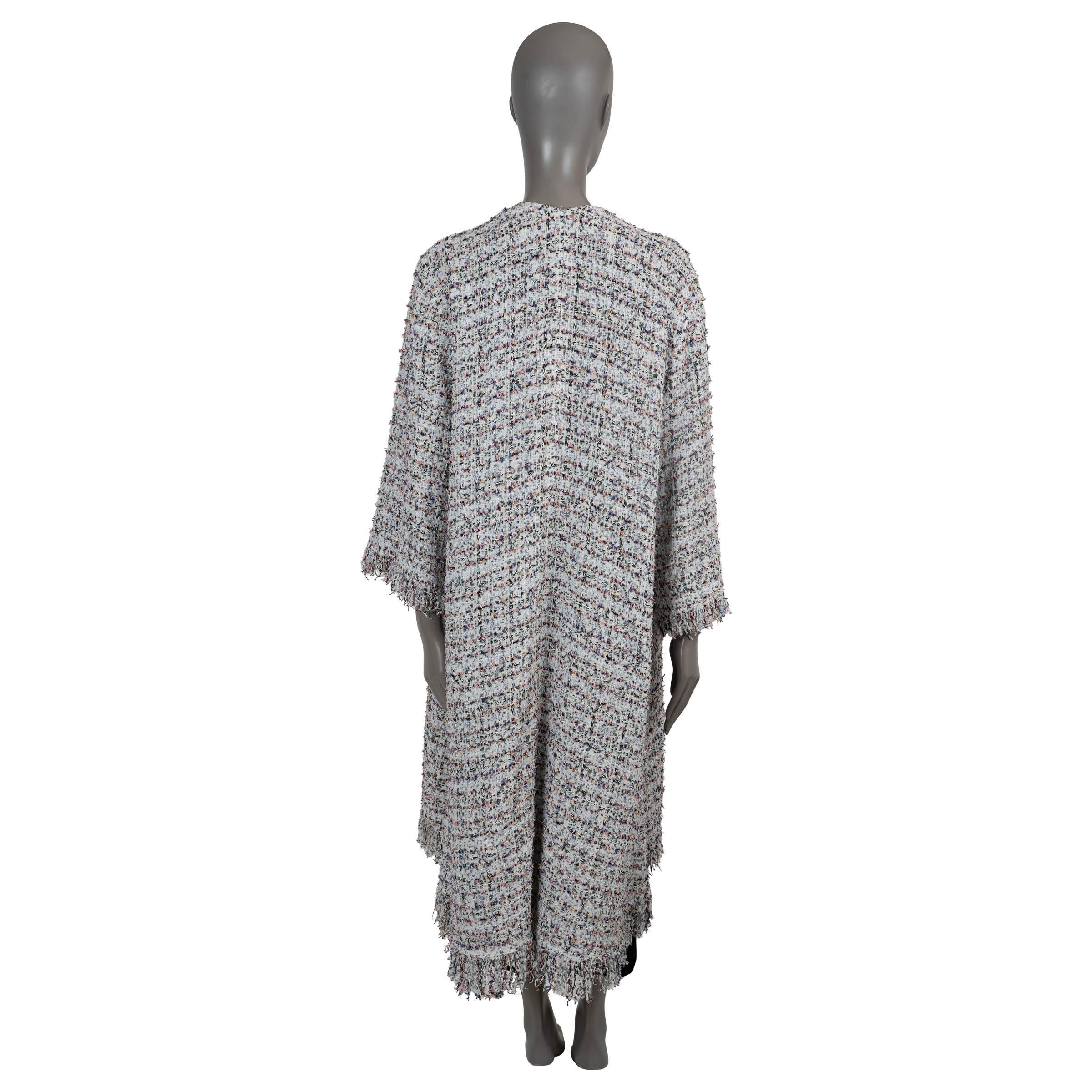 Grigio CHANEL white cotton 2018 18C GREECE OVERSIZE SEQUIN TWEED Coat Jacket 38 S in vendita