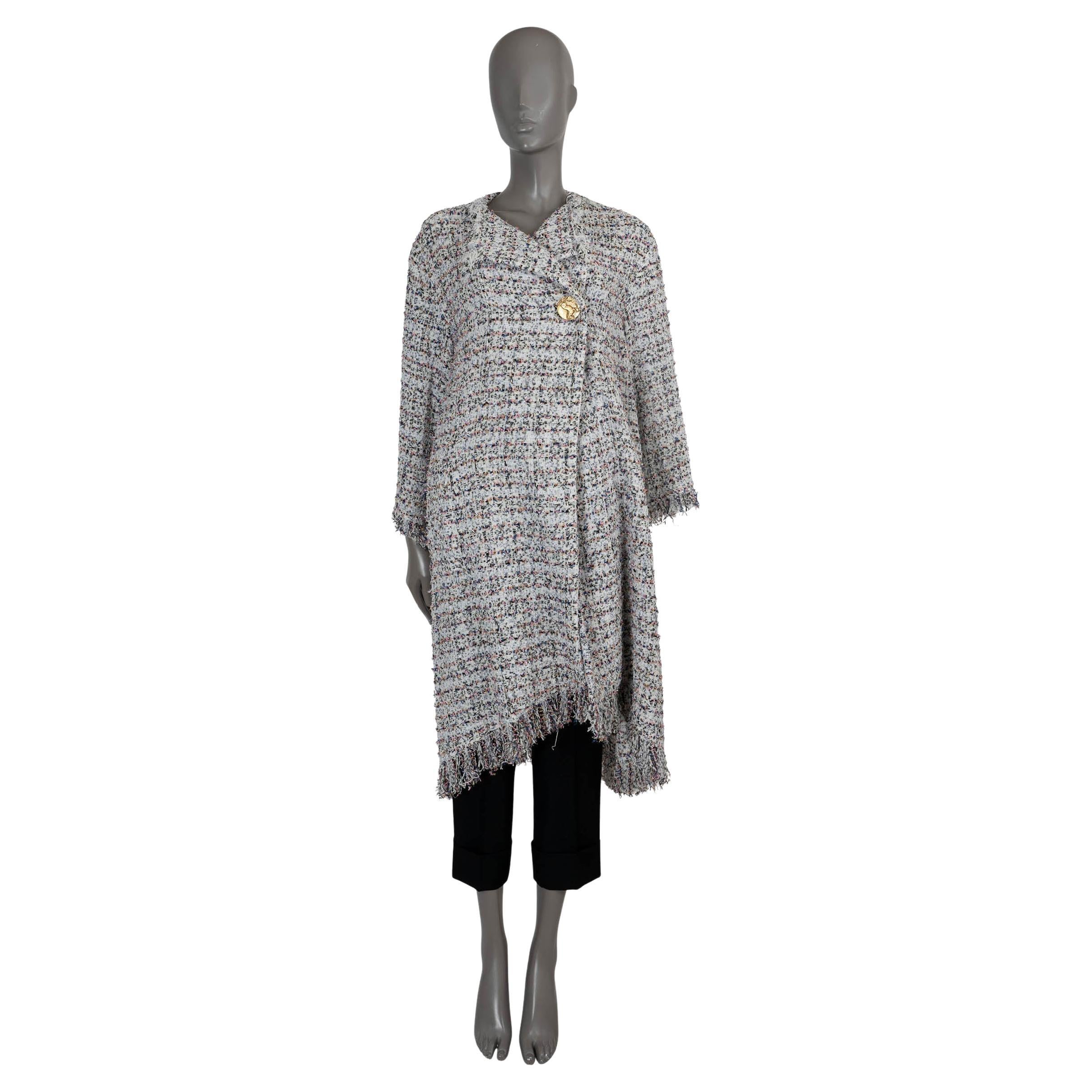 CHANEL Weißer Baumwollmantel 2018 18C GREECE OVERSIZED SEQUIN TWEED Jacke 38 S