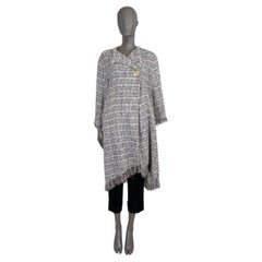 Chanel white cotton 2018 18C GREECE OVERSIZED SEQUIN TWEED Coat Jacket 38 S