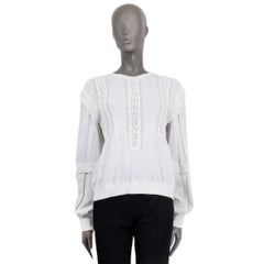 CHANEL Pull col ras du cou en coton blanc 18P CROCHET TRIM 38 S, 2018