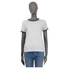 CHANEL weiß Baumwolle 2018 18S BOUCLE TRIM T-Shirt Shirt 38 S