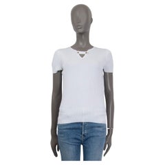 CHANEL white cotton 2018 GREECE RIB KNIT T-Shirt Shirt 38 S