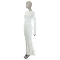 CHANEL white cotton 2019 19A NEW YORK SEMI SHEER MAXI Dress 38 S