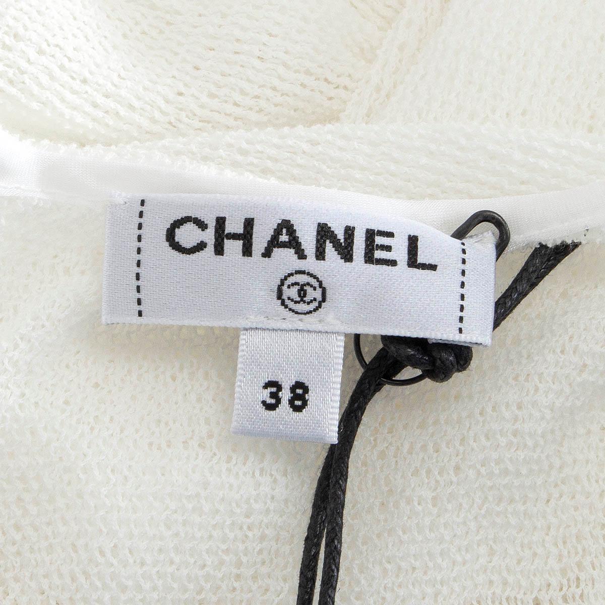 Gray CHANEL white cotton 2019 19A NEW YORK SEMI SHEER MAXI Dress 38 S