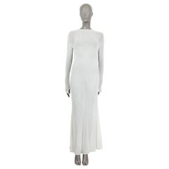 CHANEL white cotton 2019 19A NEW YORK SEMI SHEER MAXI Dress 38 S