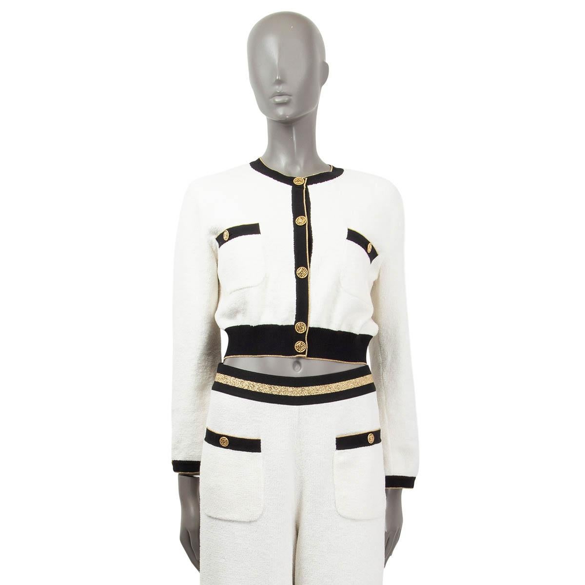 Women's CHANEL white cotton 2019 19C LA PAUSA TERRYCLOTH Cardigan Jacket 38 S