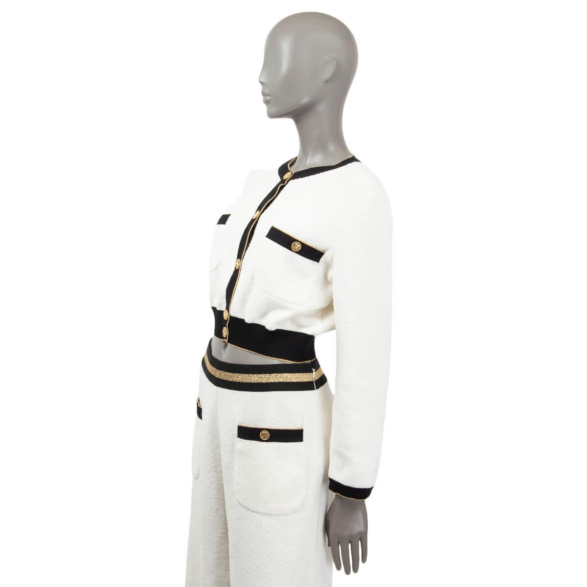 CHANEL white cotton 2019 19C LA PAUSA TERRYCLOTH Cardigan Jacket 38 S 1