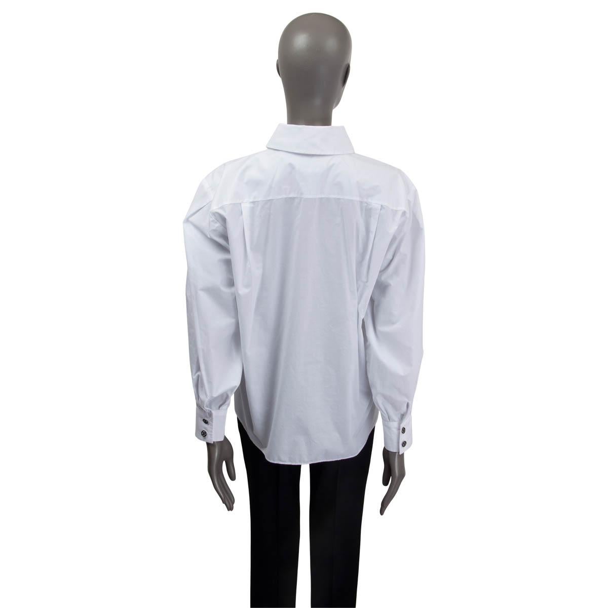 Gray CHANEL white cotton 2019 OVERSIZED Button-Up Shirt Top 38 S