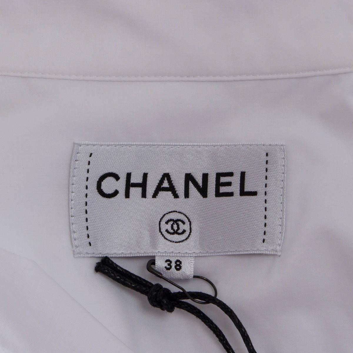 CHANEL white cotton 2019 OVERSIZED Button-Up Shirt Top 38 S 2