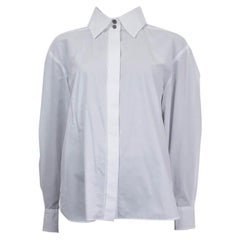 CHANEL white cotton 2019 OVERSIZED Button-Up Shirt Top 38 S