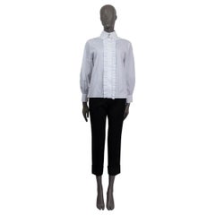 CHANEL white cotton 2019 RUFFLED Button-Up Shirt Top 38 S