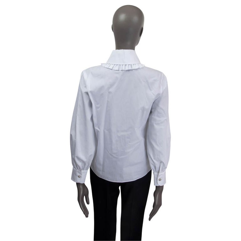 Chanel white button up long sleeves dress shirt