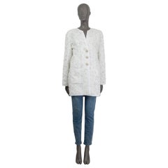 CHANEL white cotton 2019 SEQUIN OVERSIZED TERRY Jacket 38 S