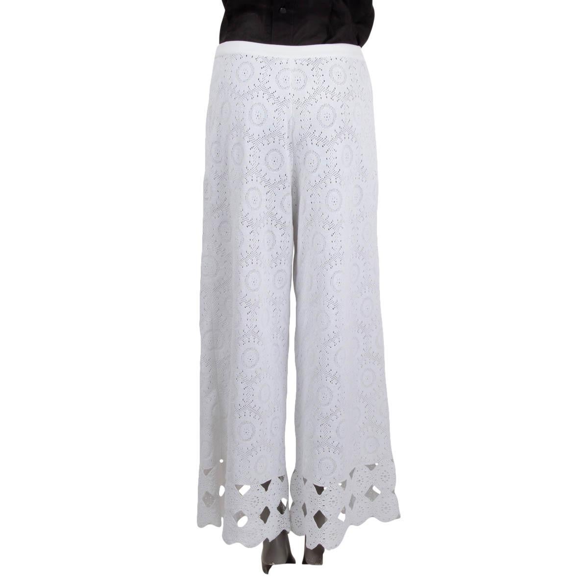 Gray CHANEL white cotton 2020 20P CROCHET KNIT Pants 38 S For Sale