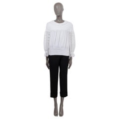 CHANEL white cotton 2020 20S PETER PAN BALLOON SLEEVE Sweater 38 S