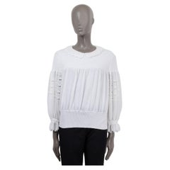 CHANEL Weißer Baumwollpullover 2020 20er Jahre PETER PAN BALLOON SLEEVE 38 S