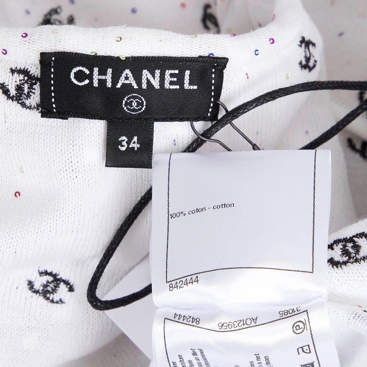 CHANEL white cotton 2020 20S SEQUIN Wrap Cardigan Sweater 34 XXS For Sale 3