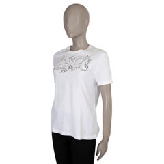 CHANEL white cotton 20P LOGO LACE JERSEY T-Shirt Shirt 38/40 M