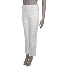 CHANEL white cotton 21P LOGO EMBOSSED STRAIGHT JEANS Pants 36 XS